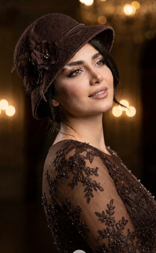 کلاه شهرزادی مجلسی روکش دانتل